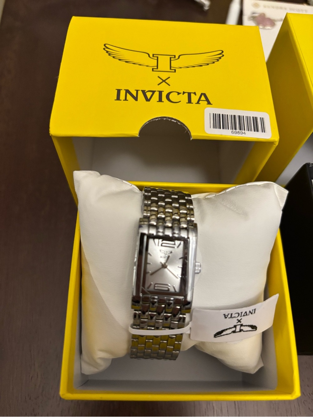 BNWT Invicta Silver Men's Rectangular Stainless Steel Bracelet Watch